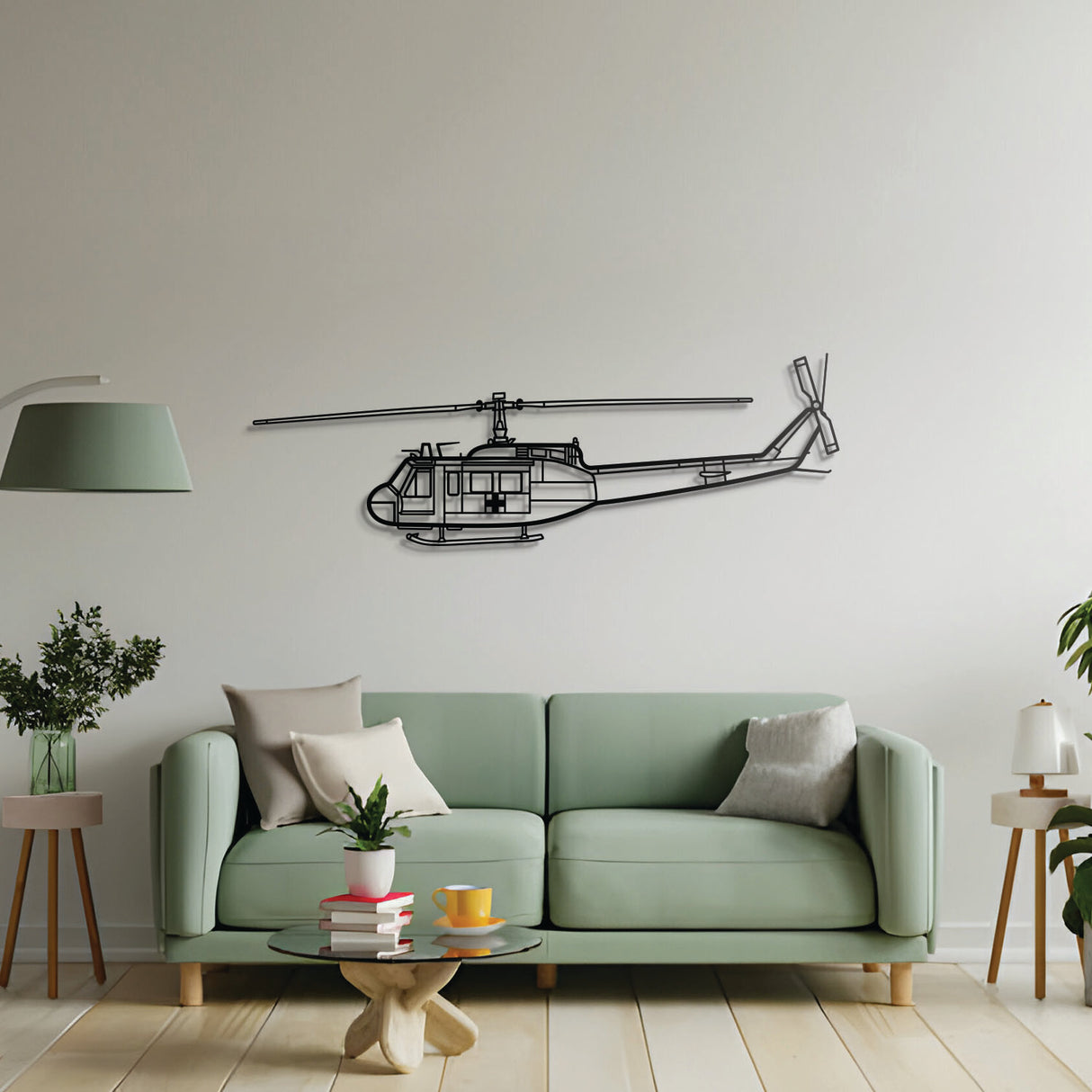Huey metal wall décor – precision laser‑cut helicopter profile floating off the wall, honoring the enduring symbol of air mobility and combat support
