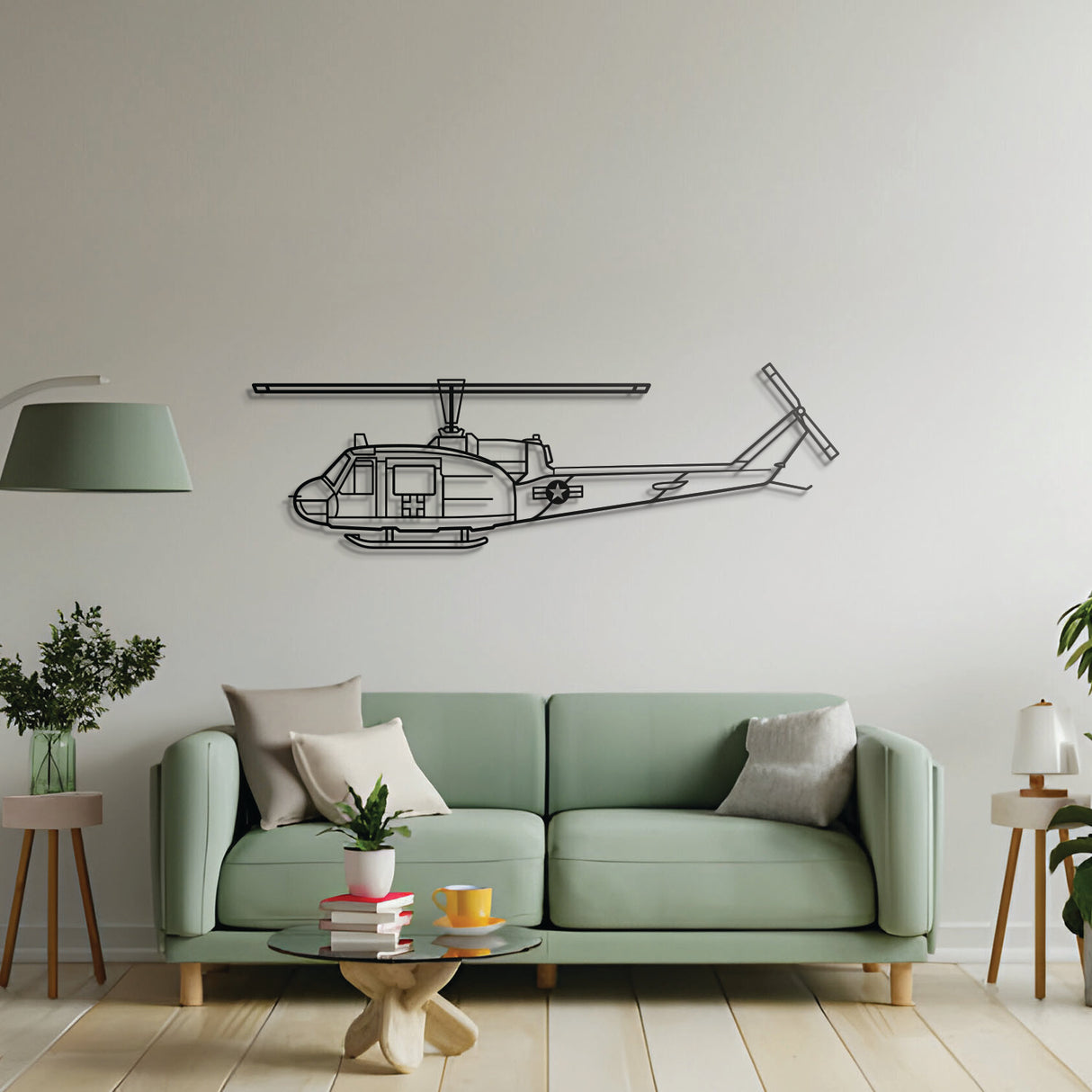 UH-1 Med Huey aircraft wall décor – sleek military rotorcraft silhouette ready to hang