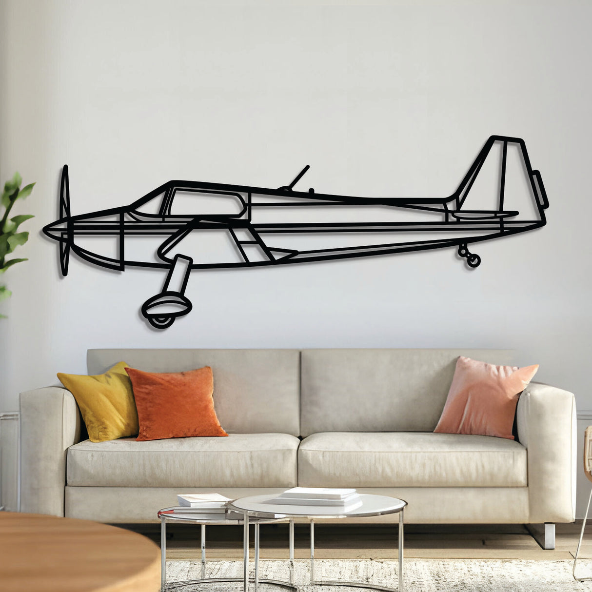 Bölkow Bo 207 light utility aircraft metal wall art, laser‑cut 2 mm steel with matte finish and 3D elevation