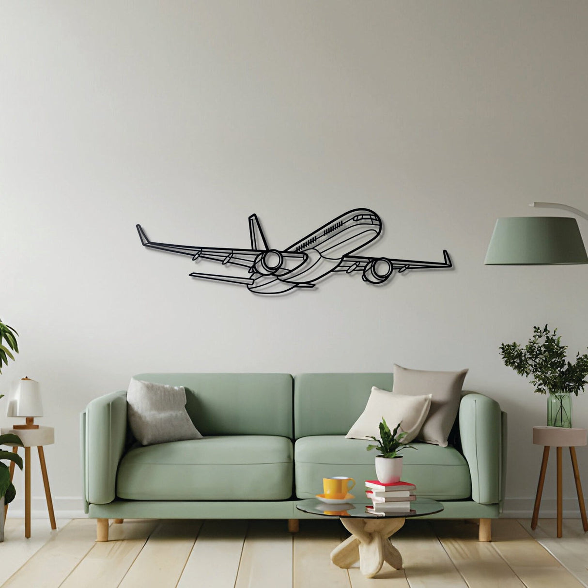 757‑200 airliner wall décor in textured powder‑coated steel, ready for modern interiors