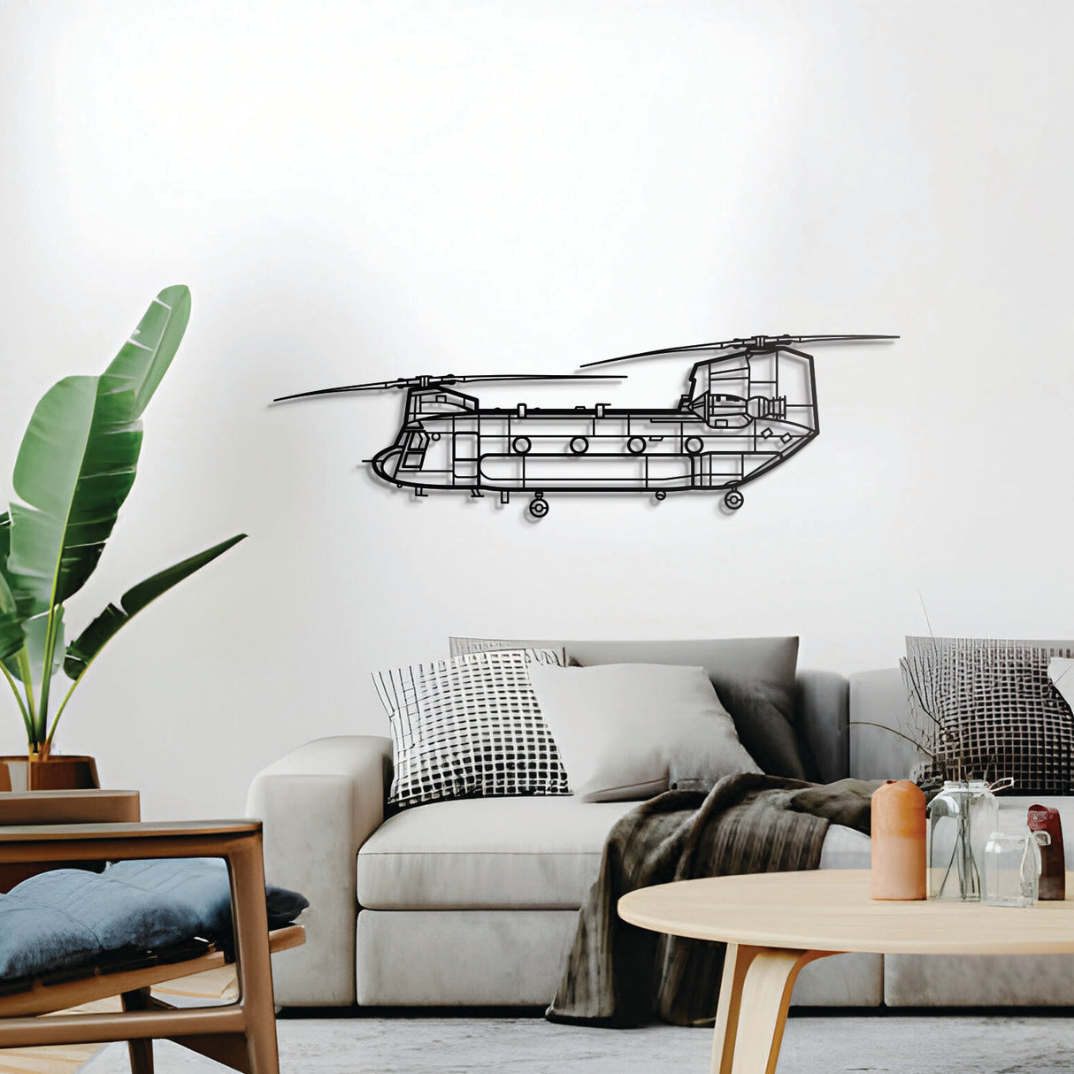 Boeing CH‑47 Chinook helicopter wall art — rugged aviation décor for hangar, office, or contemporary interiors