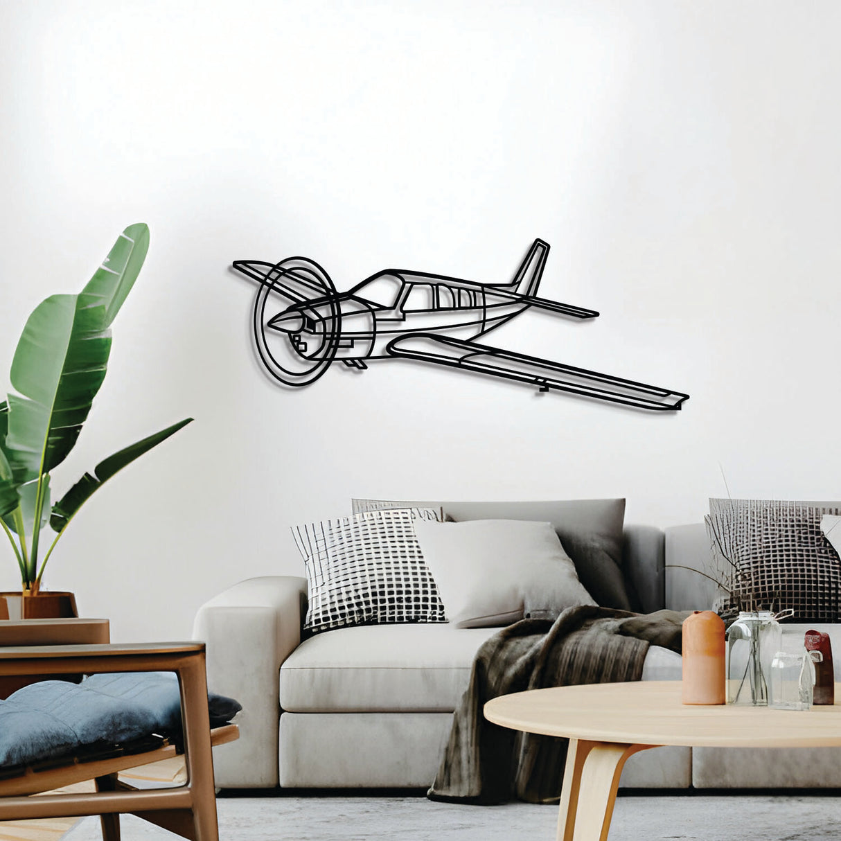Matte‑finish Beechcraft A‑36 Bonanza aircraft wall art, ideal avgeek anniversary or housewarming gift