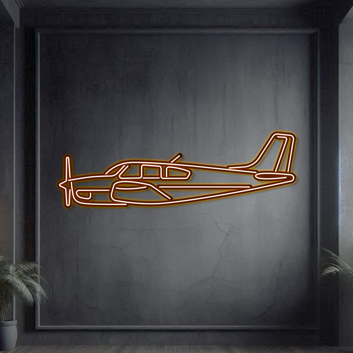 Navigate Craft F33A Bonanza décor, ready-to-hang neon outline—ideal gift for general aviation pilots and flying club members