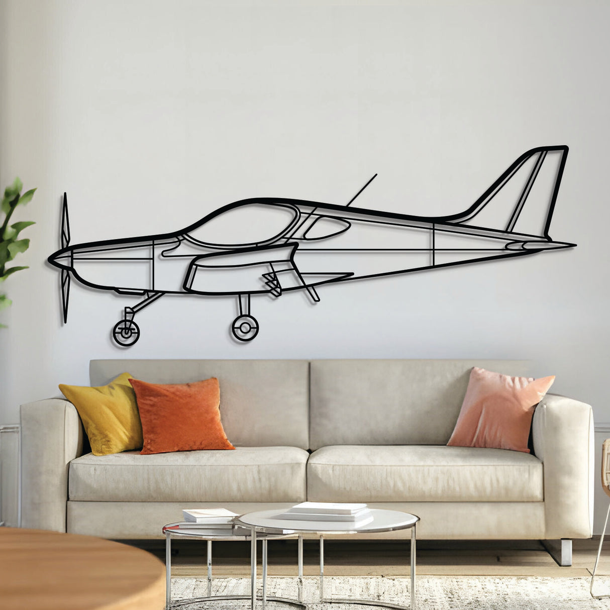 Bristell metal aircraft wall art, laser-cut 2 mm steel with matte powder-coated texture