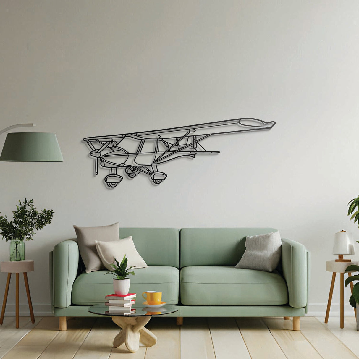Aviation décor: C42B metal wall art in matte steel with floating 3D effect—ideal for hangar or office
