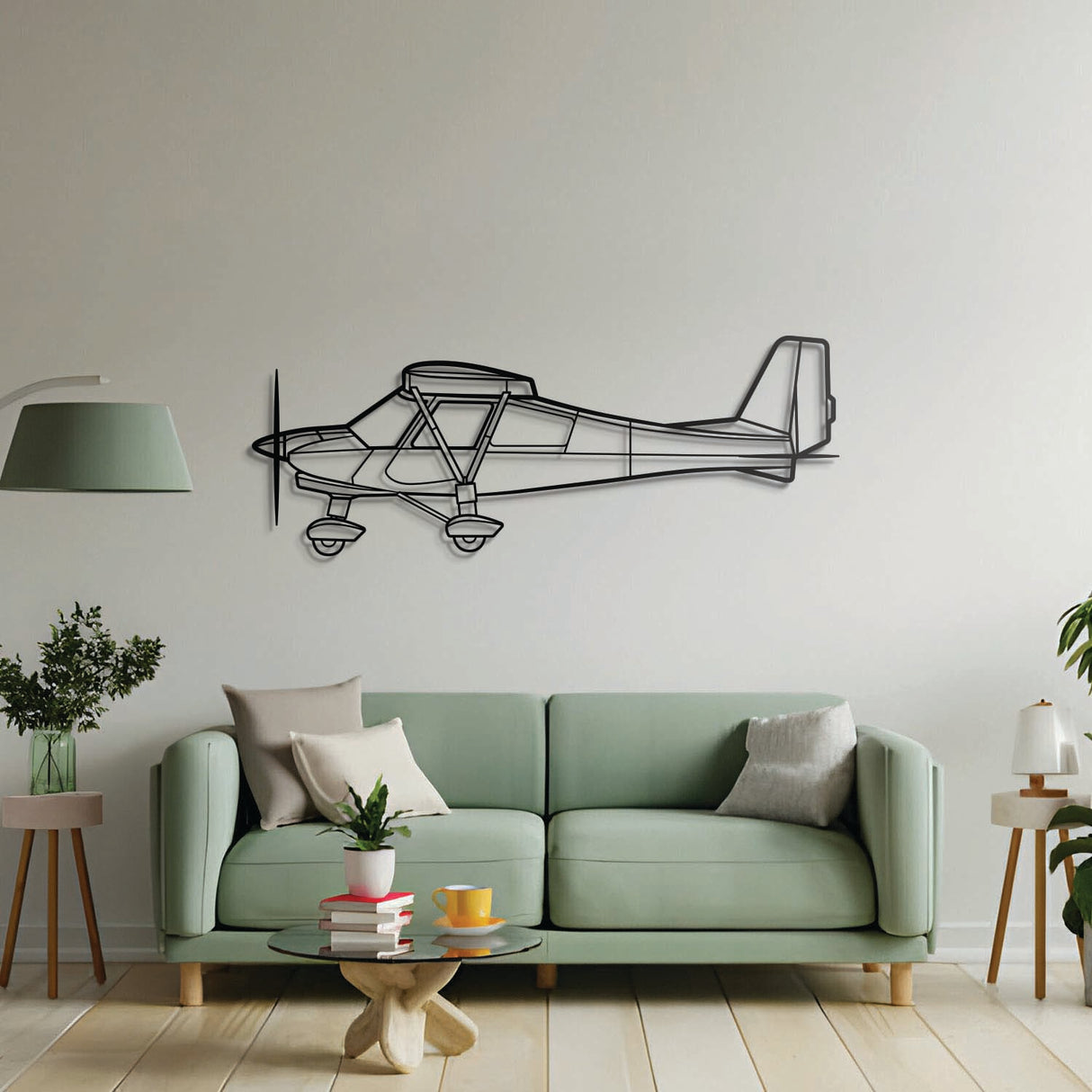 Premium C‑42B metal wall art, no-assembly under 40″, sleek matte textured steel ideal for hangars or modern interiors