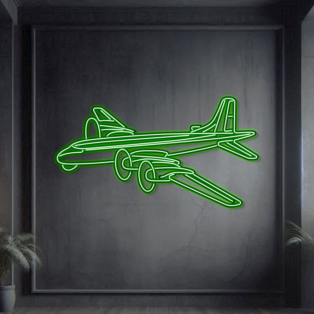 CP‑107 Argus neon wall art—vintage military aviation décor perfect for hangars, offices, or command centers