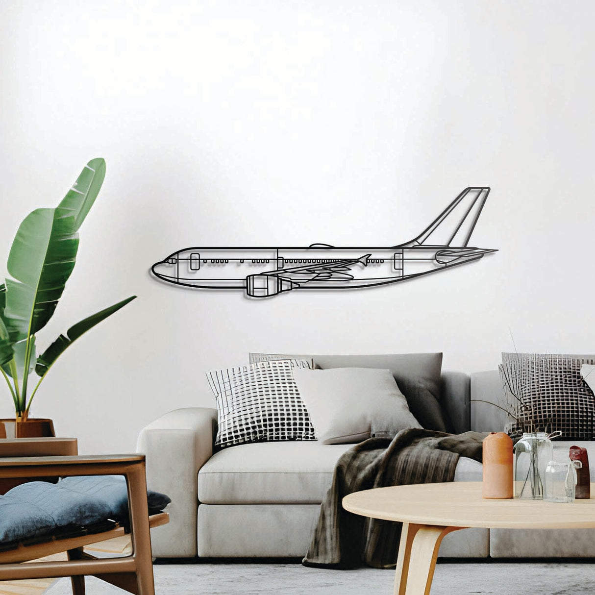 CC‑150 Polaris wall décor, textured matte steel elevated 1 cm for sleek floating aviation design