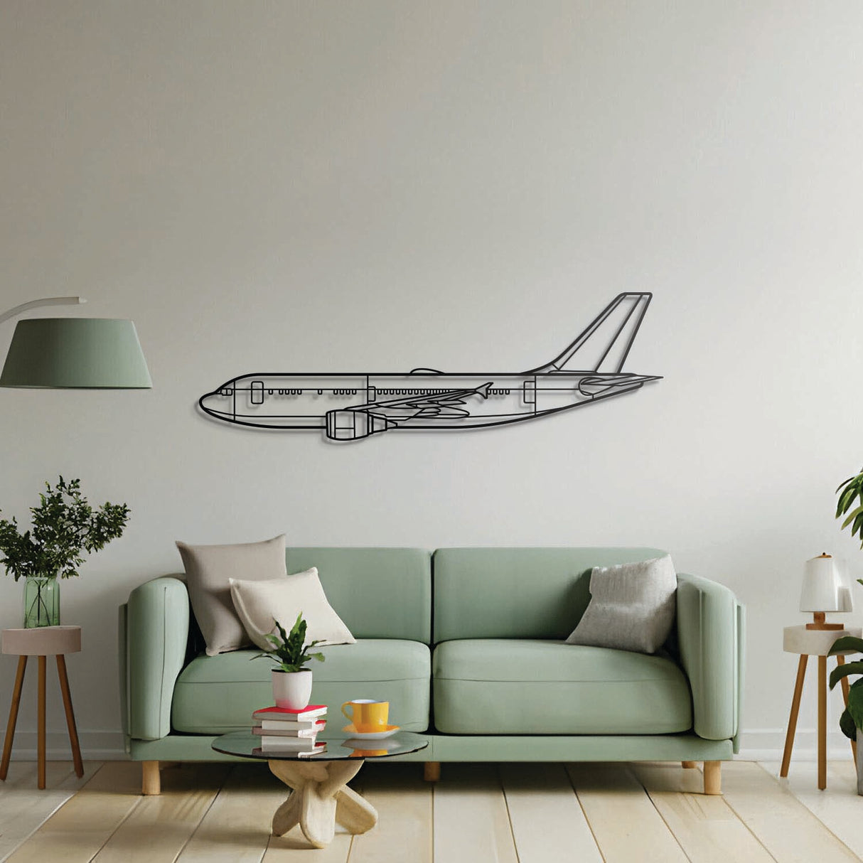 Aviation décor: CC‑150 Polaris metal wall art in matte steel with floating 3D effect—ideal for hangar or office