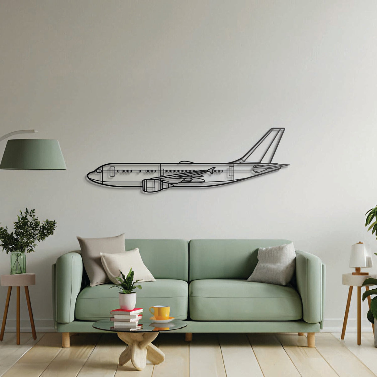 Aviation décor: CC‑150 Polaris metal wall art in matte steel with floating 3D effect—ideal for hangar or office