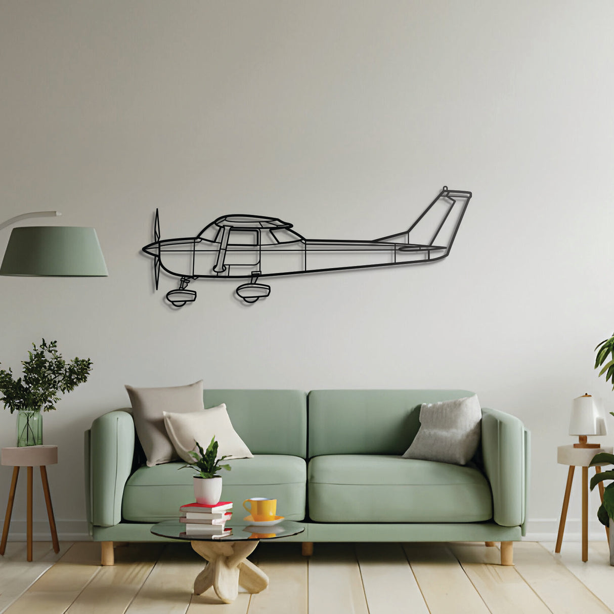 Cessna 150 trainer aircraft metal art, laser‑cut steel ready‑to‑hang décor for living spaces