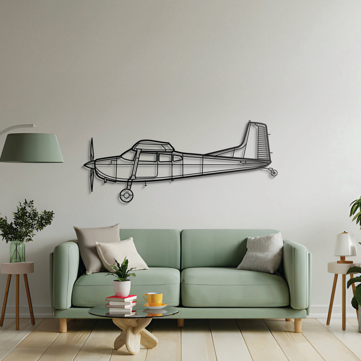 Cessna 180K vintage high-wing tailwheel aircraft metal wall décor – rugged aviation design for hangar or office