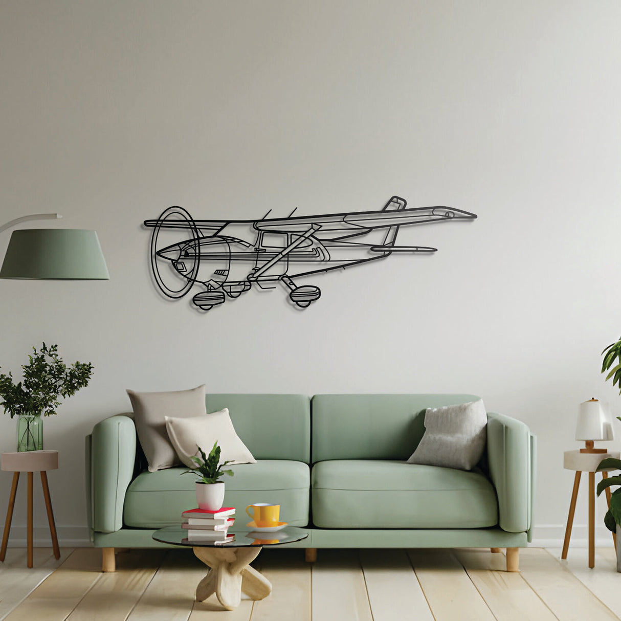 Cessna Skylane 182Q angled metal wall decor – precision laser‑cut profile, floats slightly off wall for dimensional visual appeal