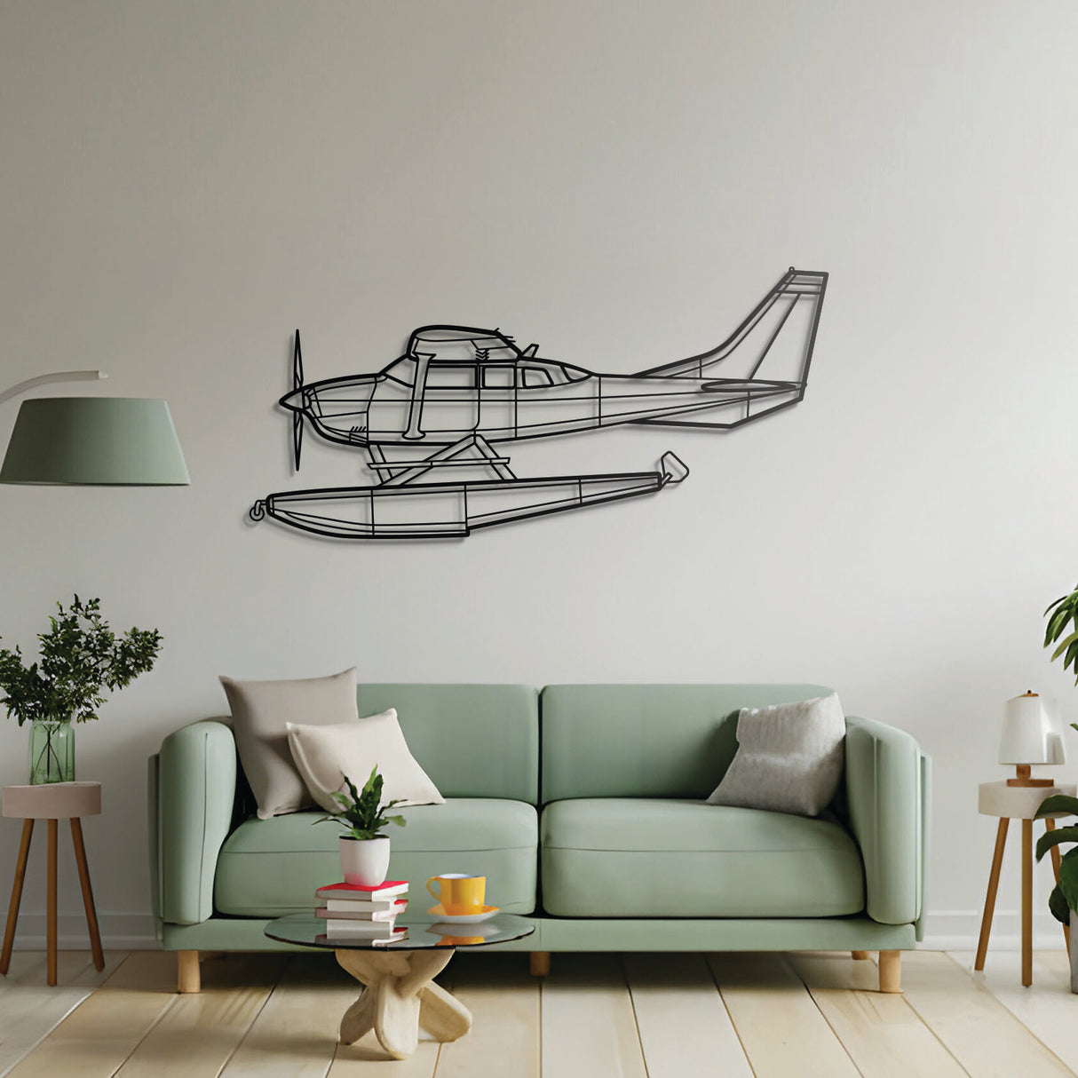 Cessna 206 Turbo Stationair piston utility plane metal art, laser‑cut steel ready‑to‑hang décor for living spaces
