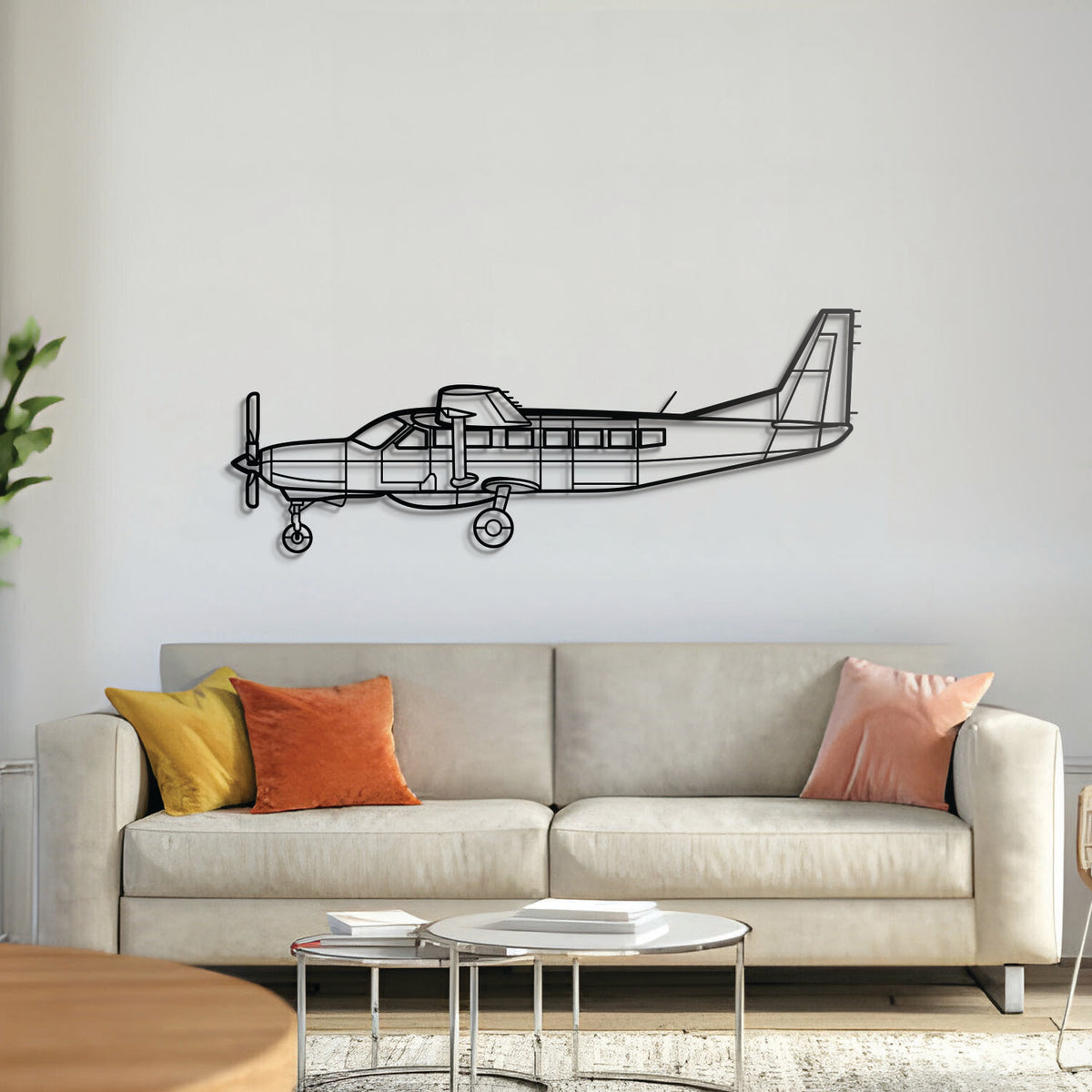 208B Grand Caravan EX metal wall décor – sleek utility aircraft silhouette ideal for hangar, office, or living space