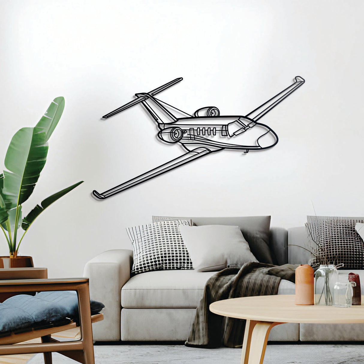 Citation M2 light jet angled wall art — sleek black metal aviation décor for modern interiors