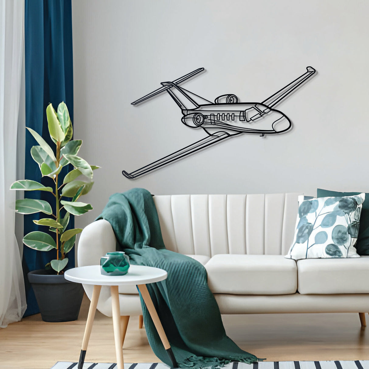 Citation M2 angle wall décor in powder-coated textured steel, ready-to-hang aviation artwork
