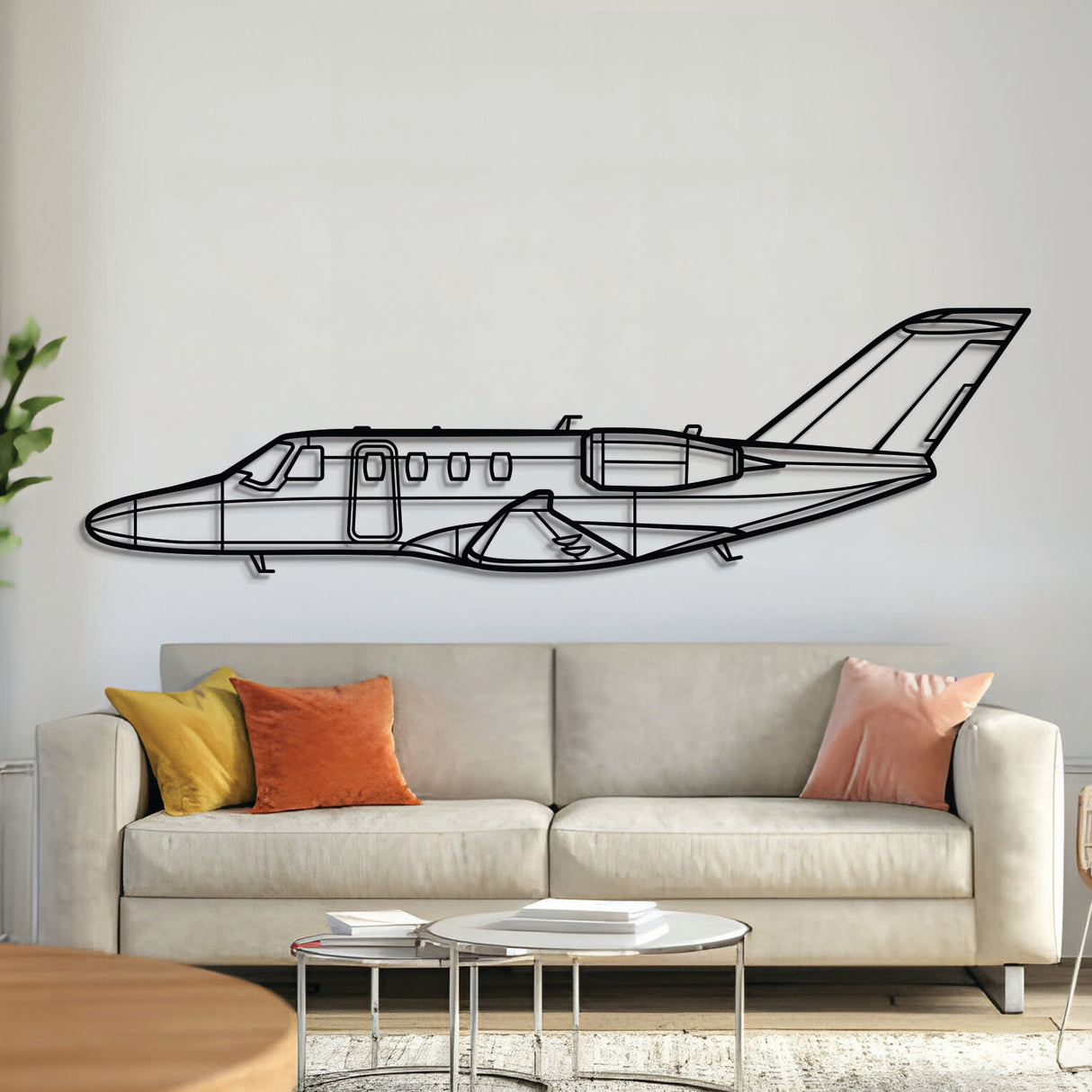 Matte-finish laser-cut Cessna Citation M2 angled silhouette metal wall art