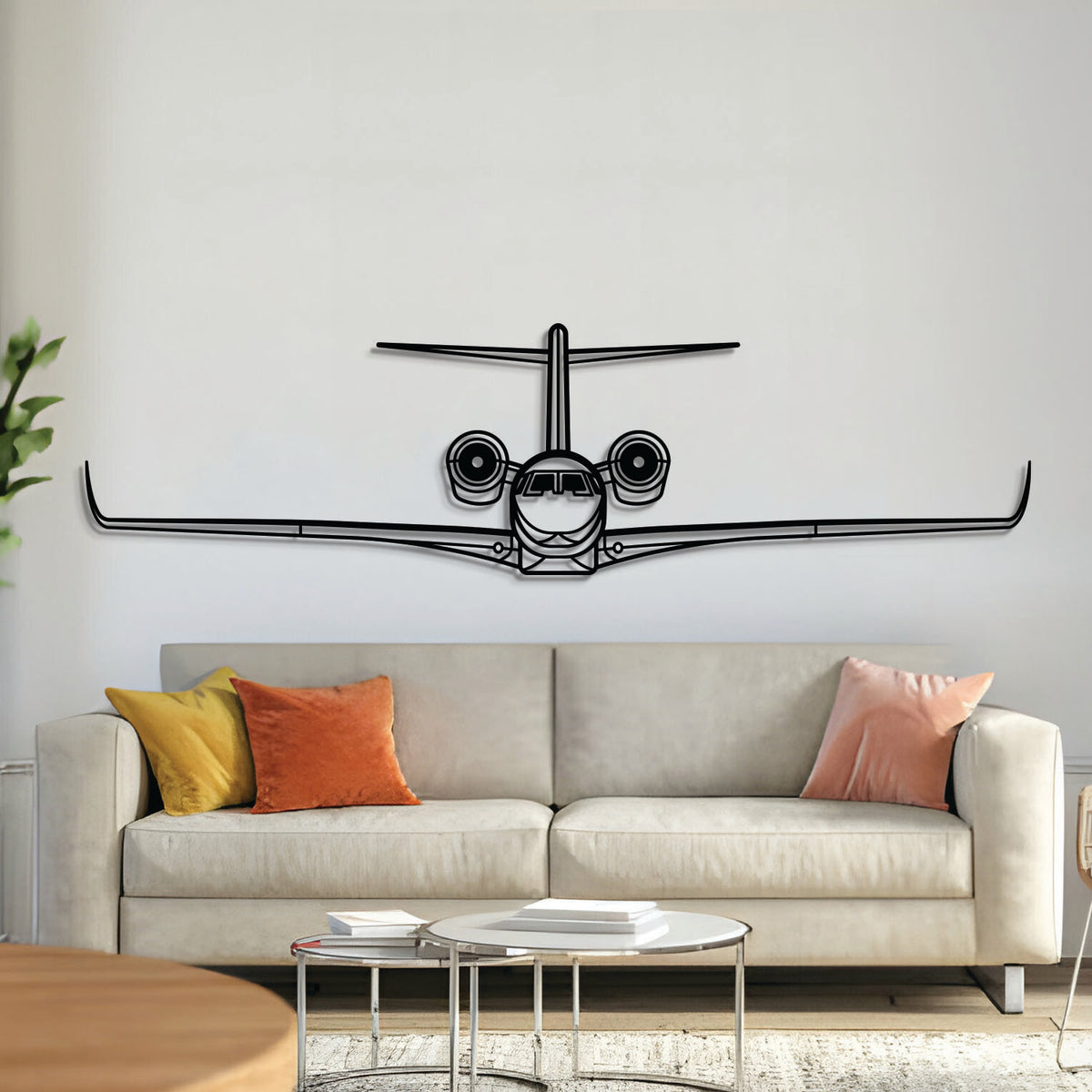 Cessna Citation X business jet front silhouette – laser-cut 2 mm steel, textured matte powder-coat finish, ready to hang
