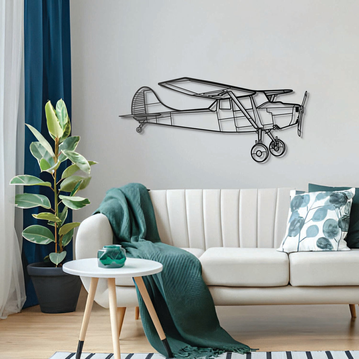 Premium O-1 Bird Dog metal wall art, no-assembly under 40″, sleek matte textured steel for hangar or modern interiors