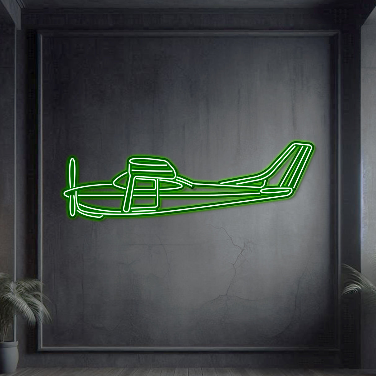 Navigate Craft R182 décor, ready‑to‑hang with neon accent, perfect avgeek gift for general aviation pilots