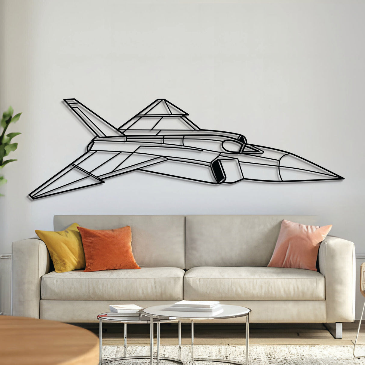 CF‑105 Arrow front metal aircraft wall art, laser‑cut 2 mm steel with matte powder coat and floating 3D effect