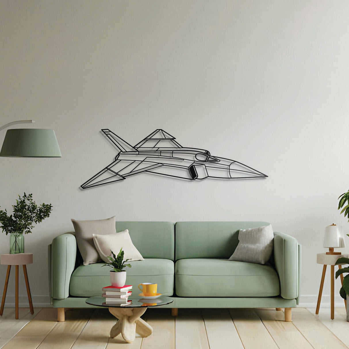 Aviation décor: CF‑105 Arrow metal wall art in matte steel with floating 3D effect—perfect for hangar or office