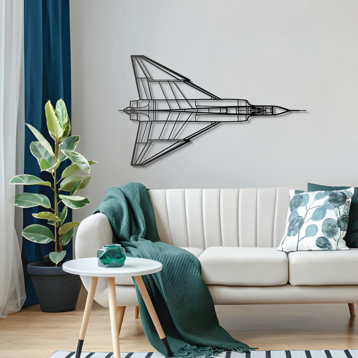 Metal CF-105 Arrow interceptor silhouette – laser-cut Delta interceptor wall decoration with elevation mounting