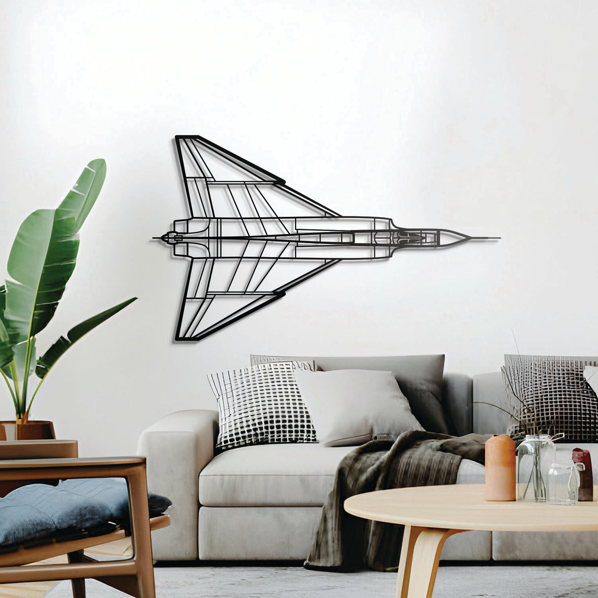 Avro Canada CF-105 Arrow metal wall sculpture – sleek laser-cut steel wall décor with floating 3D effect