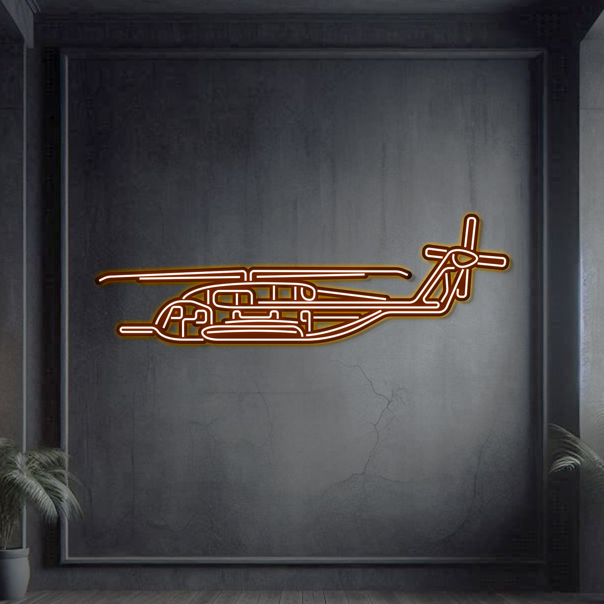 Navigate Craft CH‑53E décor, ready‑to‑hang neon outline—perfect gift for Marine Corps aviation and heavy-lift rotorcraft fans