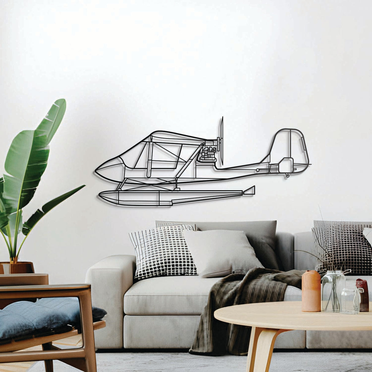 Metal wall art featuring Challenger aircraft design for office or study room