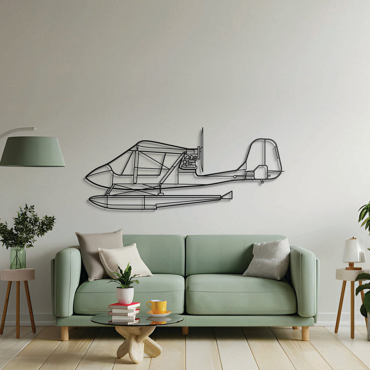 Decorative metal wall art with Challenger aircraft silhouette for hallway or bedroom