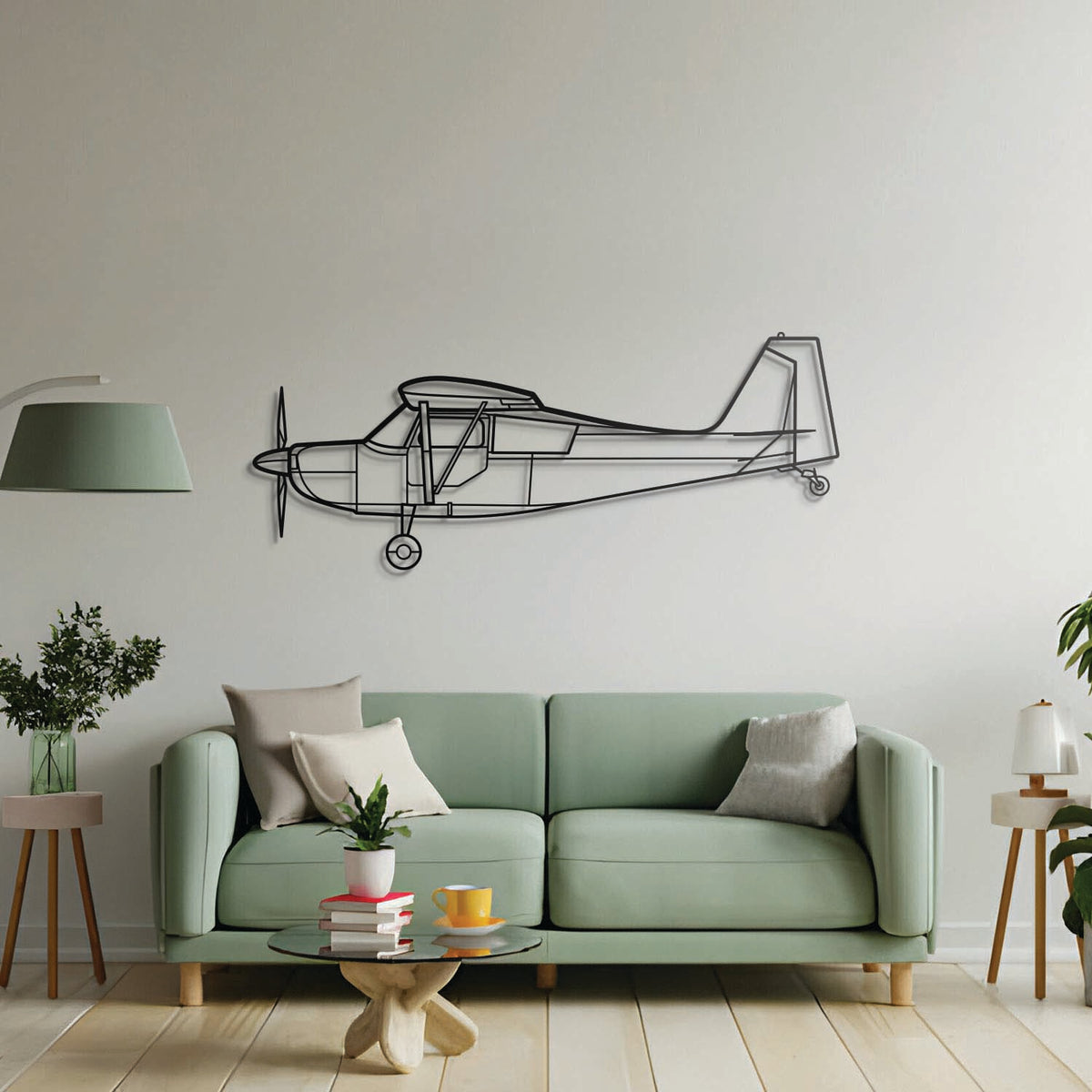 Aviation décor highlight: Bellanca Champion 7ECA laser‑cut steel wall art with matte finish and elevation screws—ideal centerpiece for avgeek spaces