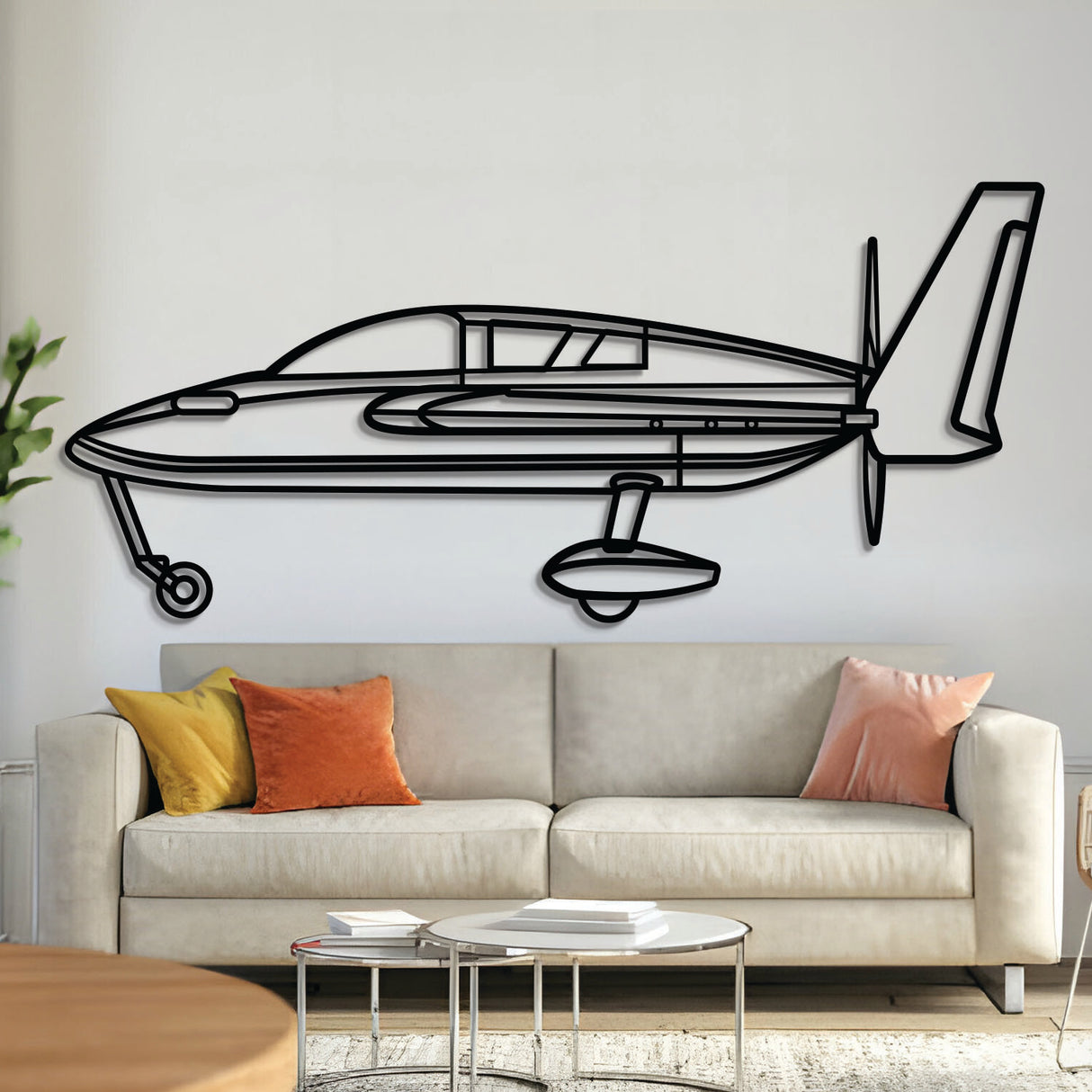 Cozy Mark IV homebuilt aircraft metal wall art, laser‑cut 2 mm steel with matte finish and 3D elevation effect