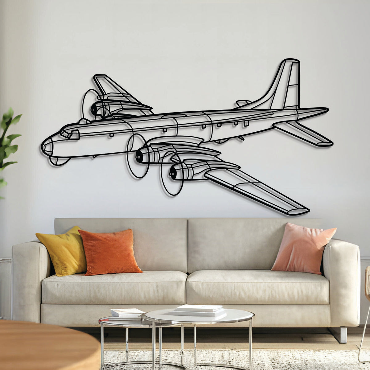 CP‑107 Argus Angle metal aircraft wall art in 2 mm laser‑cut steel with matte powder‑coated textured finish and 3D elevation screws