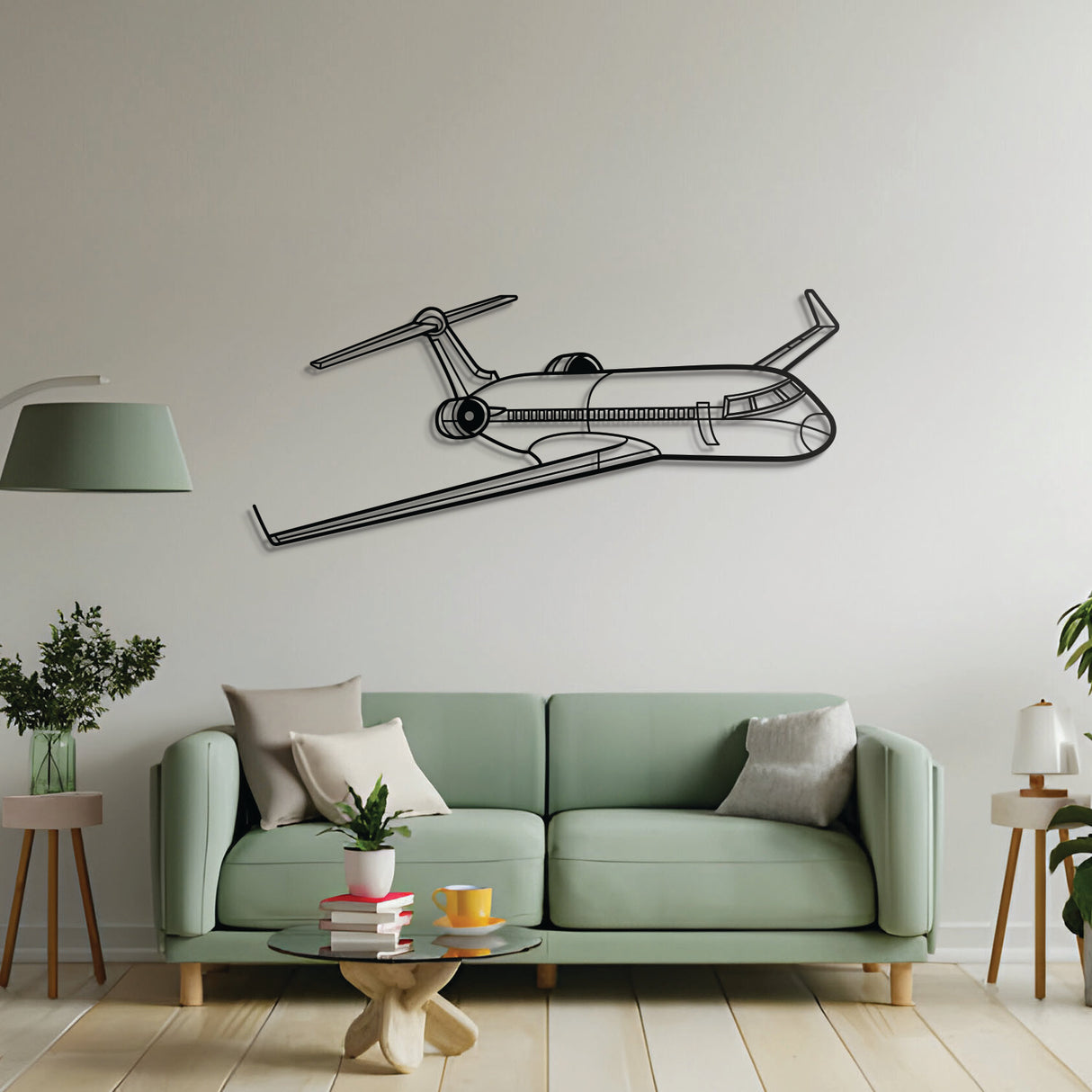 Aviation décor highlight: CRJ 700 laser‑cut steel wall art with matte finish and elevation screws for avgeek spaces