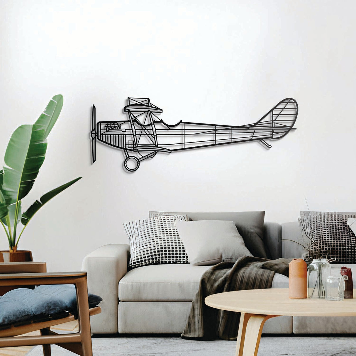 Ready-to-hang JN-4A aircraft wall decor, textured dyed steel, perfect aviation enthusiast gift