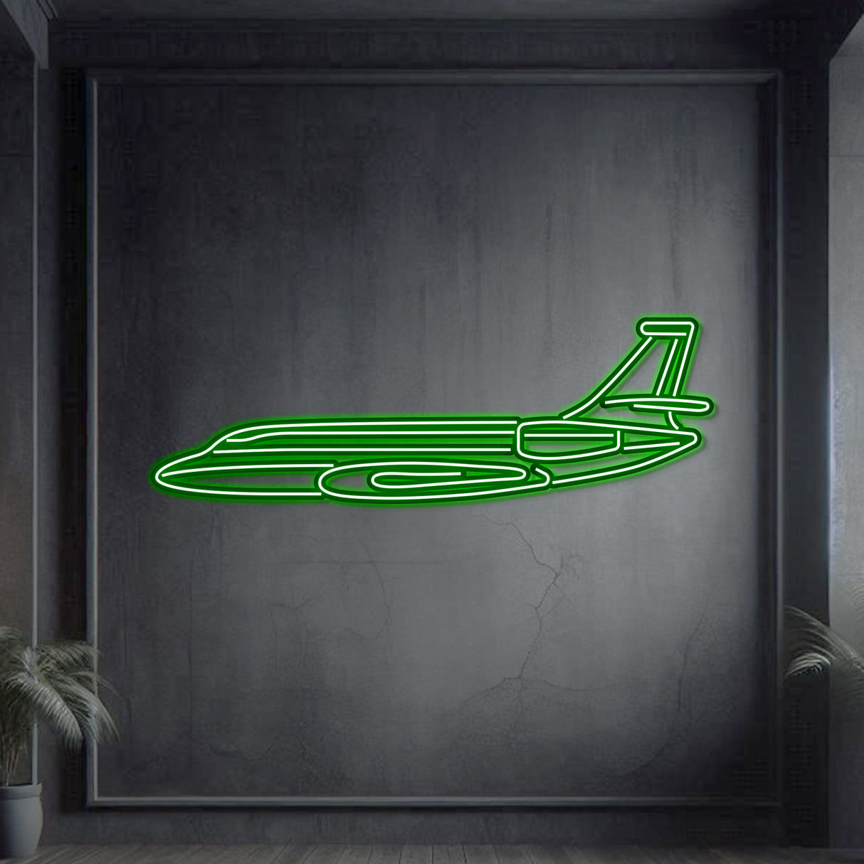 Falcon 2000 metal neon aircraft wall art perfect for mancave or office with glowing accents