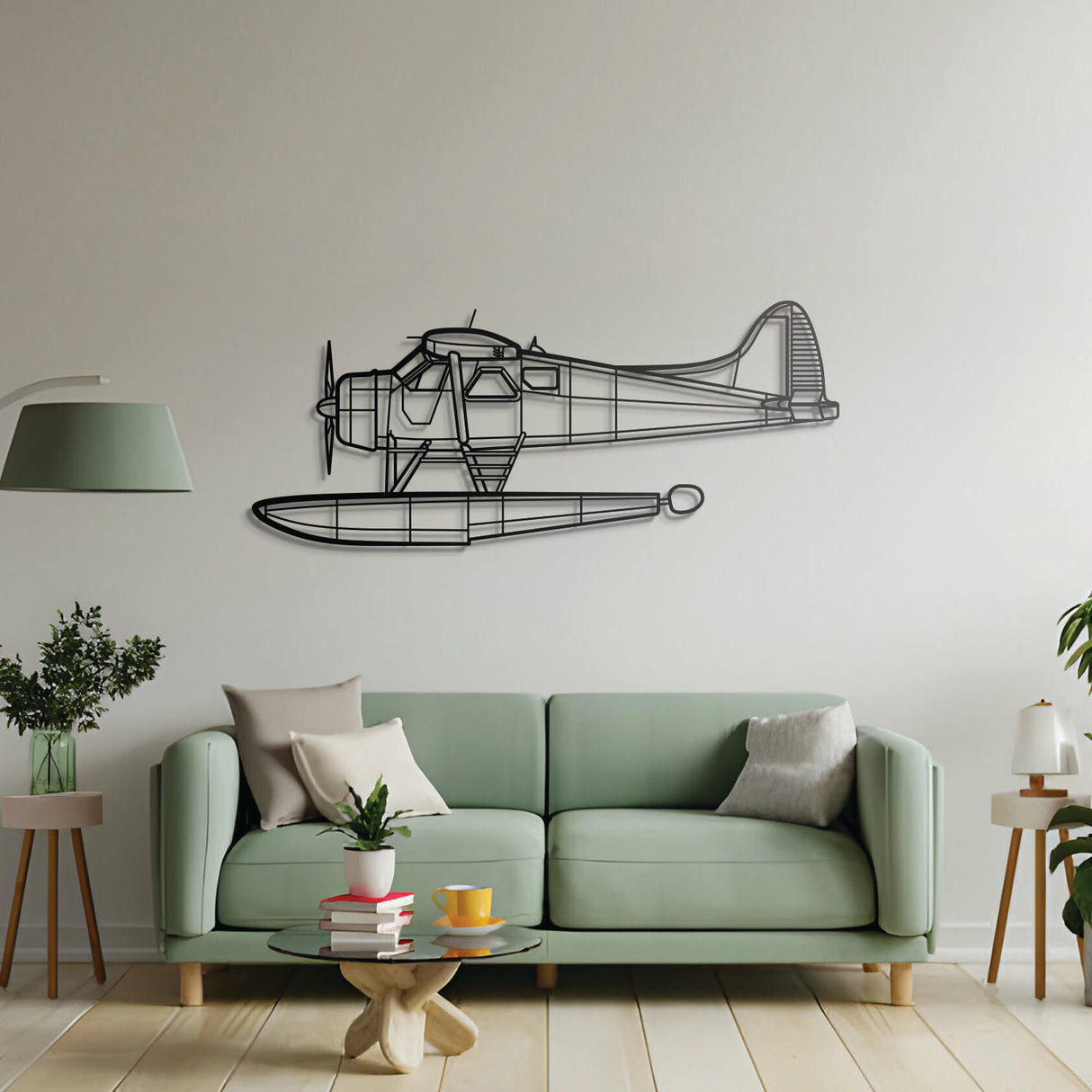 Beaver bush aircraft silhouette art, laser-cut steel ready-to-hang décor for living spaces