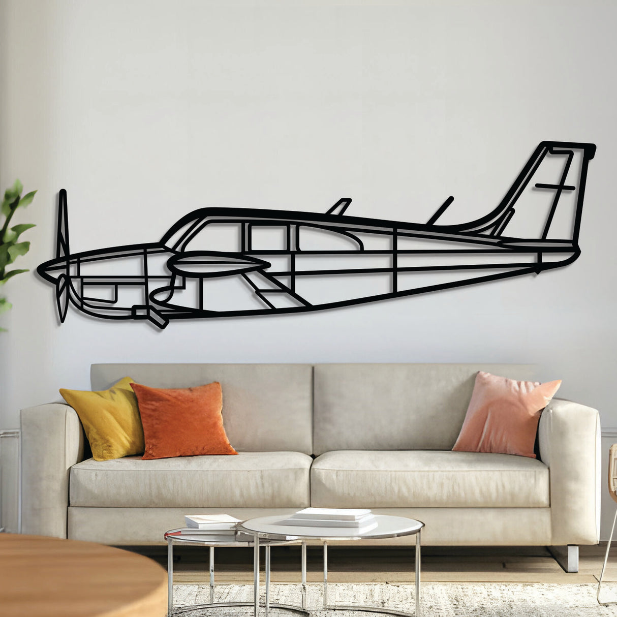 Debonair Top metal aircraft wall art, laser‑cut 2 mm steel with matte textured finish and 3D elevation detail