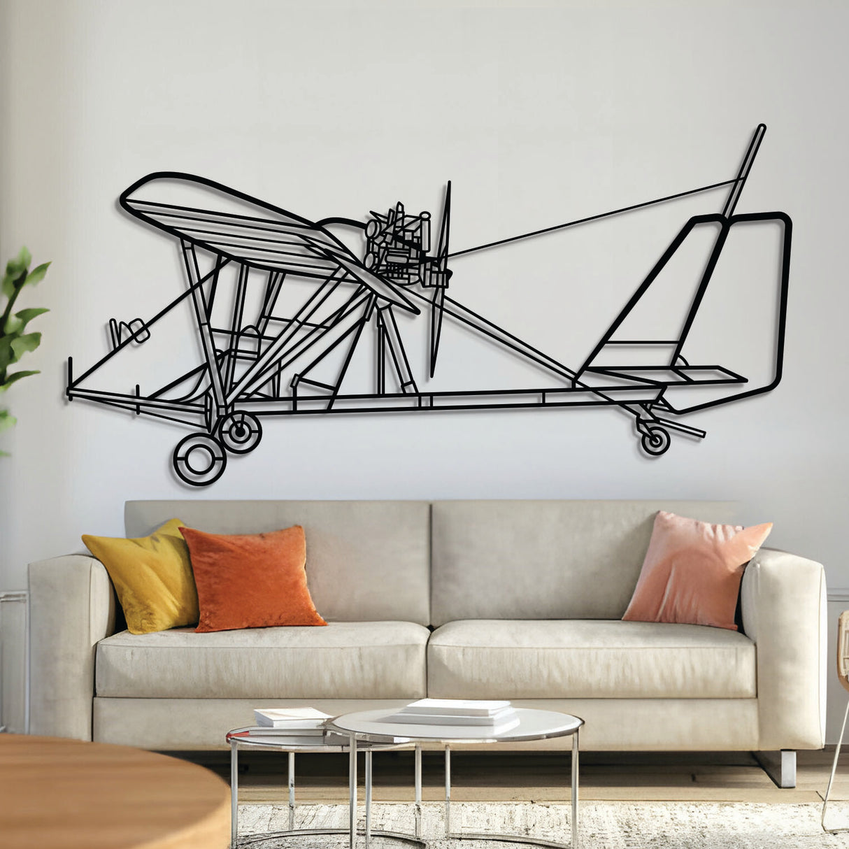 Dragonfly C metal aircraft wall art in 2 mm laser‑cut steel with matte powder‑coated textured finish and 3D elevation screws