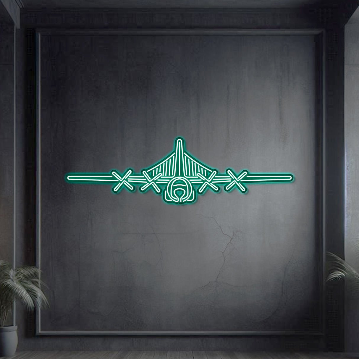 Matte-finish EC‑130H Compass Call neon wall art—electronic warfare icon gift for retirements, promotions, or mission milestones