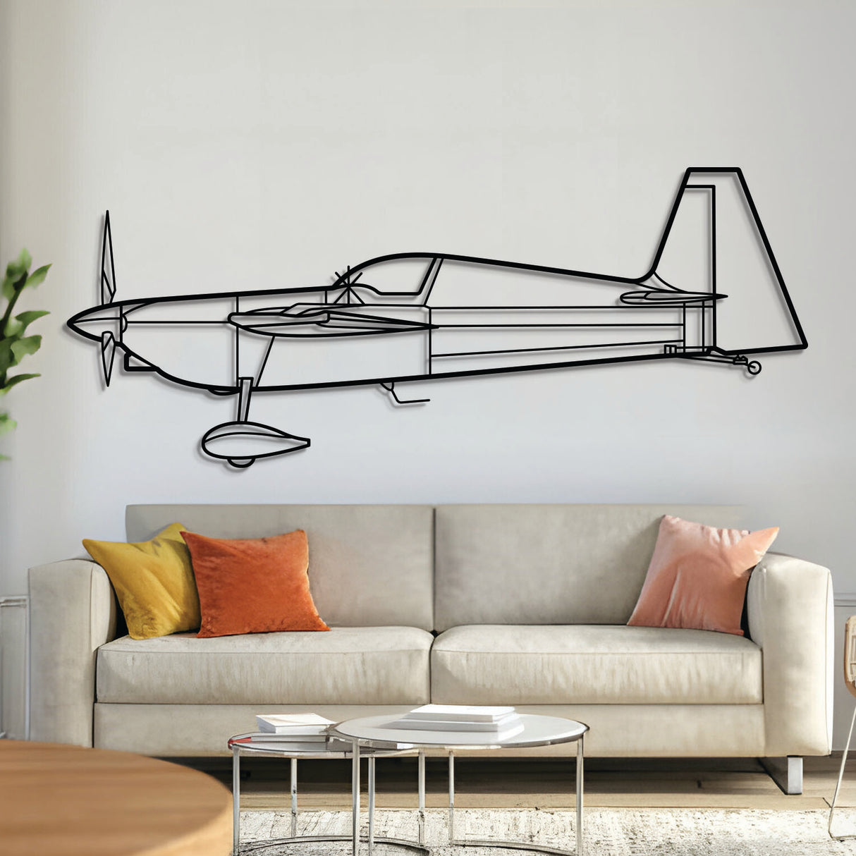 Edge 540 metal aircraft wall art, laser-cut 2 mm steel with matte powder coat and floating 3D effect