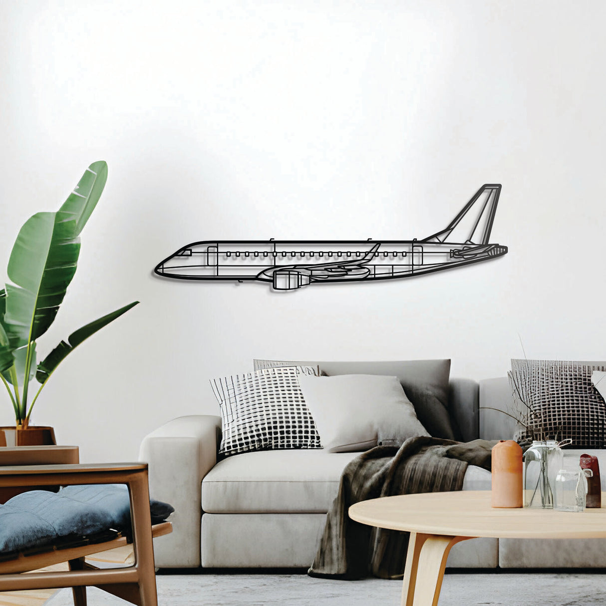 EMJ-175 Embraer jet silhouette wall sculpture – modern aviation wall decoration