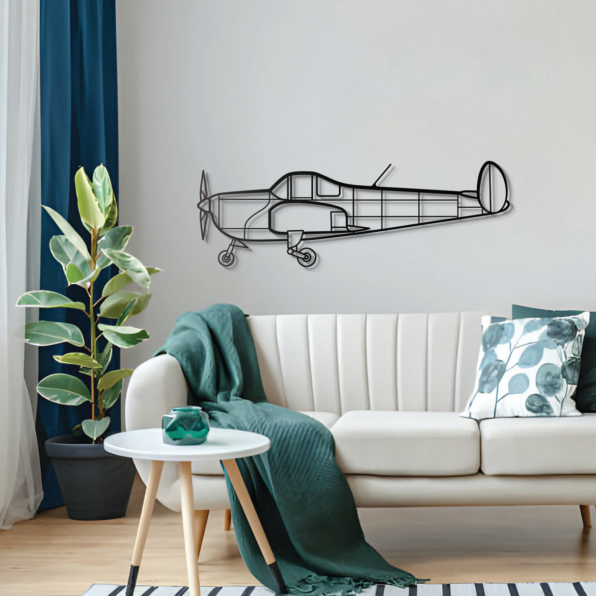 Modern Ercoupe 415‑C metal wall art – pilot-themed gift featuring classic post-war light aircraft silhouette