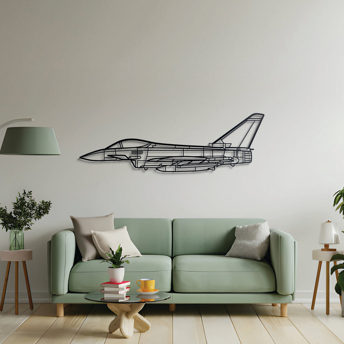 Modern Eurofighter Typhoon metal wall art – pilot-themed gift featuring agile multirole fighter silhouette