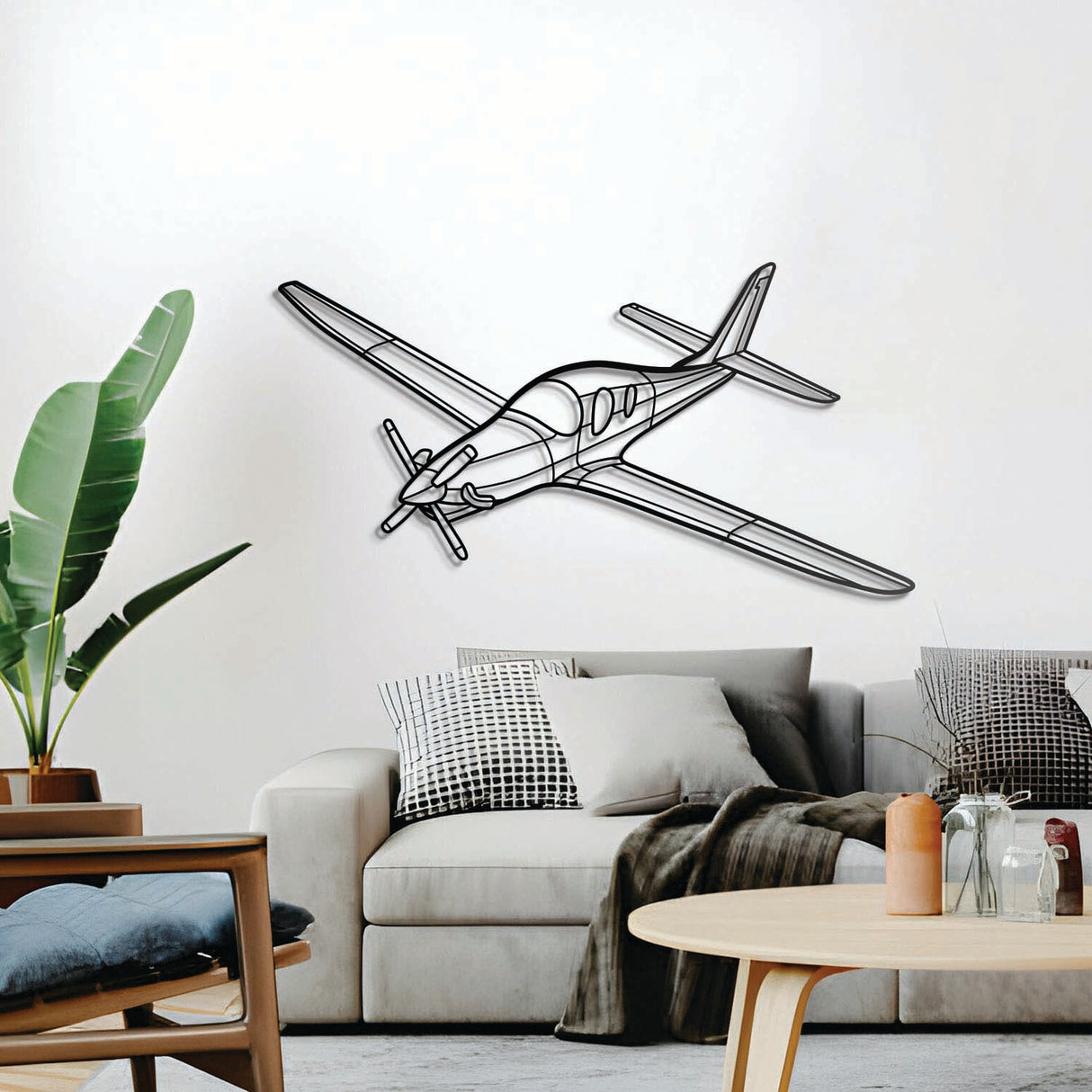 Ready-to-hang Evolution Angle airplane wall decor, textured dyed steel—perfect aviation enthusiast gift