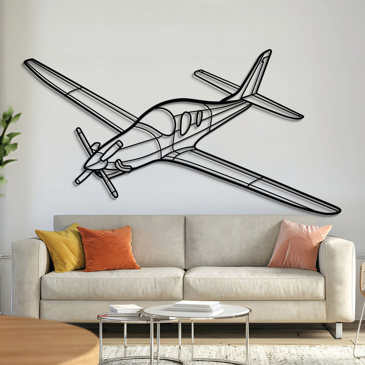 Evolution Angle metal aircraft wall art in 2 mm laser‑cut steel with matte powder‑coated textured finish and 3D elevation screws