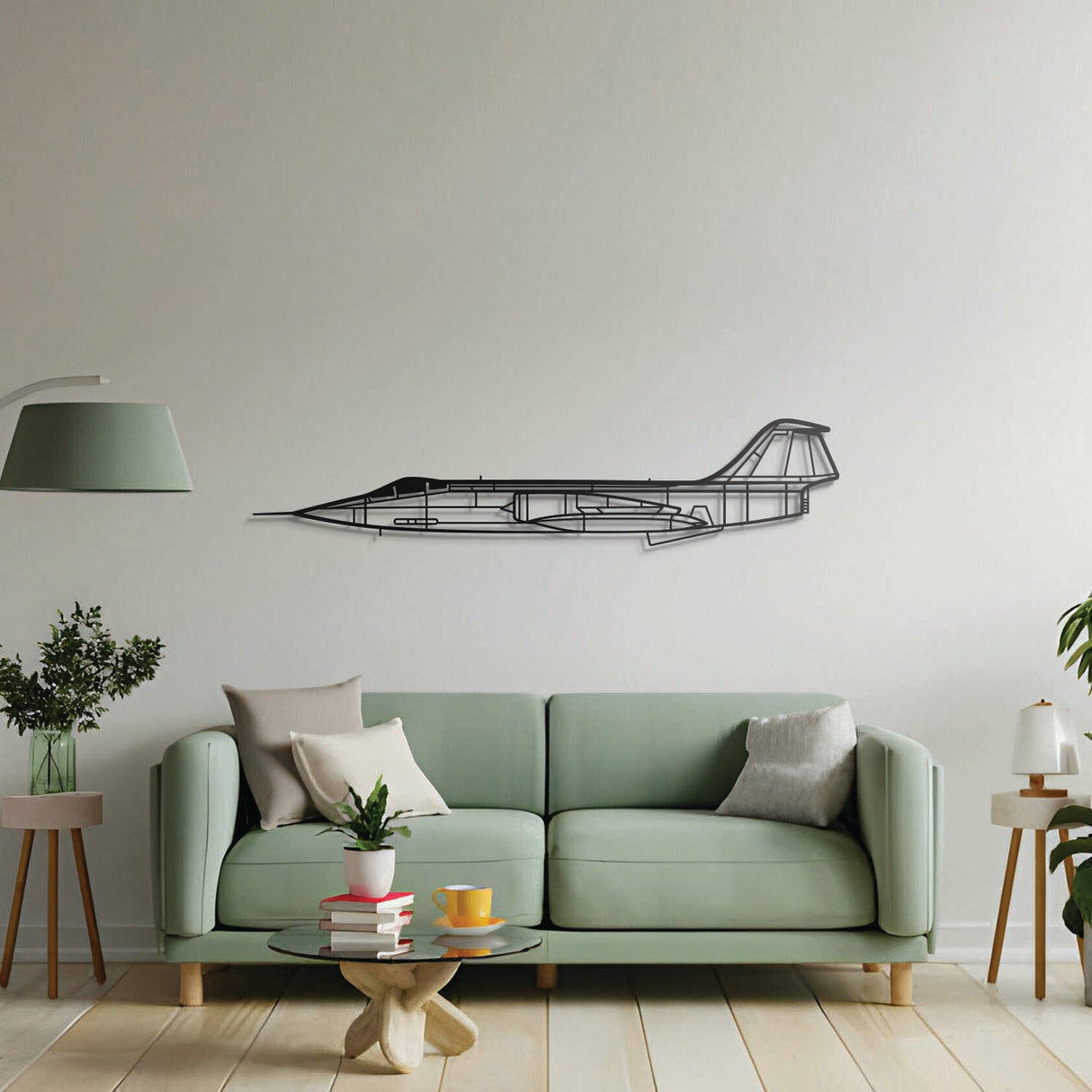Avgeek centerpiece: F‑104G Starfighter laser‑cut steel wall art with matte finish and elevation screws for aviation décor