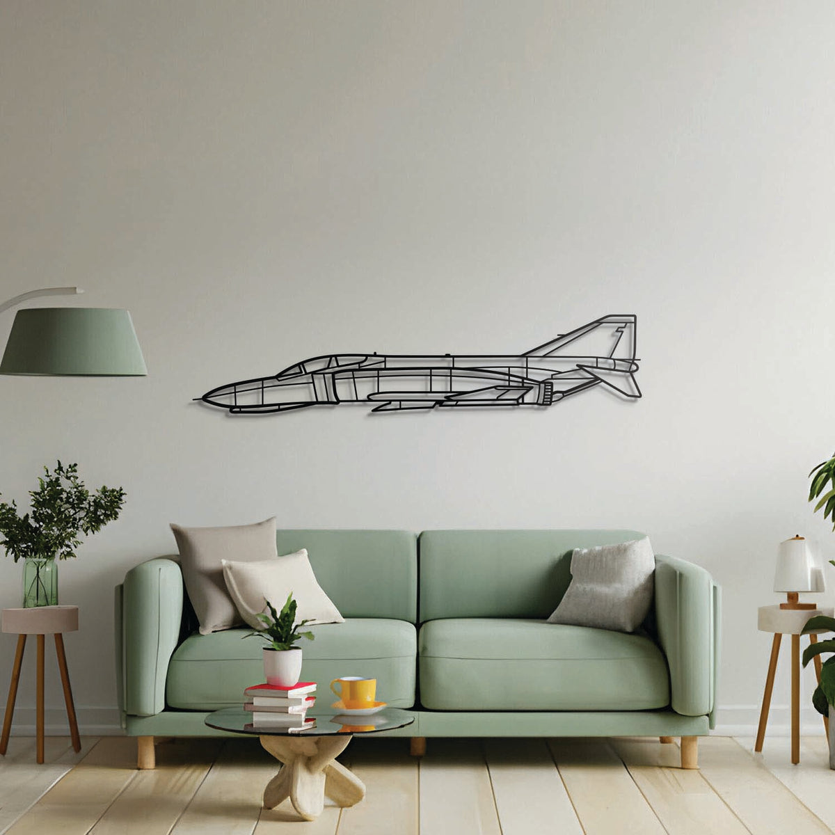 Avgeek centerpiece: F‑4C Phantom laser‑cut steel wall art with matte finish and elevation screws for aviation décor